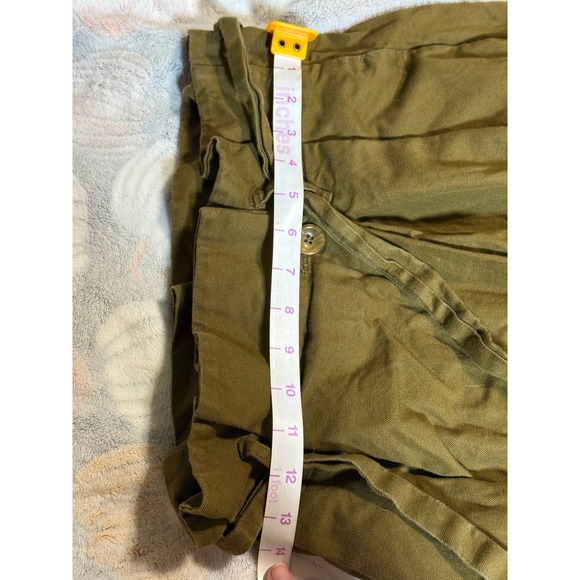 Zara Basic Women Paperbag Ankle Pants Size Small Wide Leg Dark KHAKI‎ Brown Y2K - Picture 6 of 10